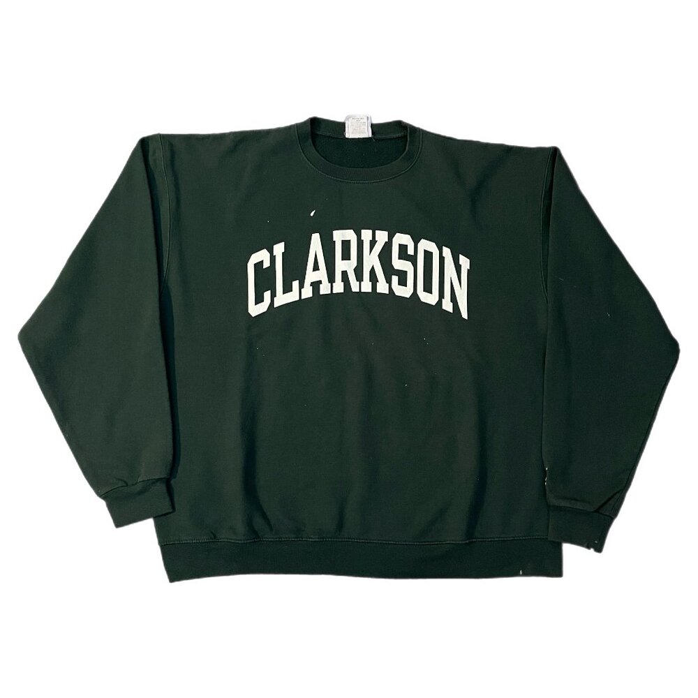 Year 2000s 00s Y2K Clarkson University Green Preppy Casual Spellout Sweatshirt